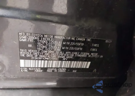 2021 Toyota Rav4 Xle Premium z USA, uszkodzony, nr VIN 2T3A1RFV2MW231945